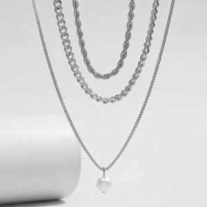 Stainless steel multi-layer necklace - KN288924-Z