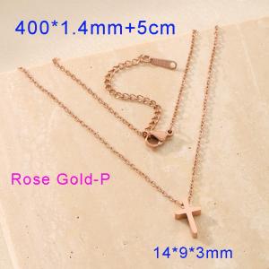 Rose gold stainless steel high-end cross necklace pendant collarbone chain - KN290215-KLX