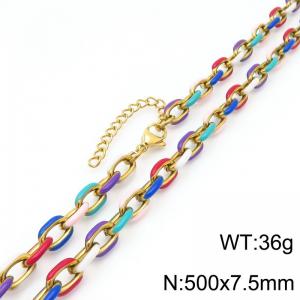 Fashionable stainless steel 500 × 7.5mm creative color dropper o-chain lobster buckle jewelry charm gold necklace - KN291688-Z