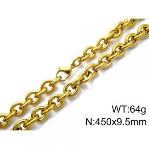 SS Gold-Plating Stainless steel oval O-shaped cross chain hip hop necklace - KN87084-Z