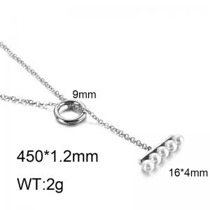 Cute minimalist pearl necklace with simple fashion style for girls and women Necklace - KN88497-K