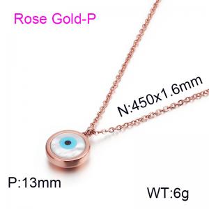 Sweet and trendy collarbone chain circular shell devil's eye lady necklace - KN88712-K