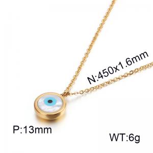 Sweet and trendy collarbone chain circular shell devil's eye lady necklace - KN88713-K