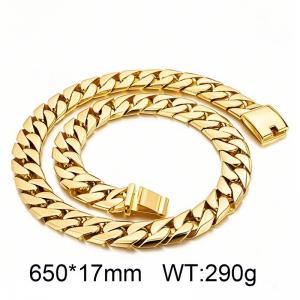 Gold Hip Hop Thick Necklace Men's Personality Cuban Chain Dog Chain - KN89993-BD