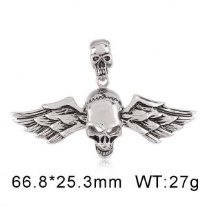 Ghost Head Button Hip Hop Skull Angel Wing Stainless Steel Men's Steel Pendant - KP33328-D