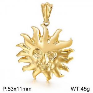 Gold Rock Hip Hop Sun Guardian Stainless Steel Men's Pendant - KP36843-D