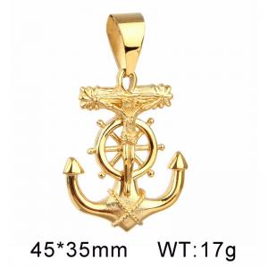 Jesus Cross Ship Anchor Punk Style Pendant Gold-plating Pendant - KP36847-D