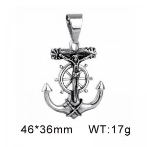 Jesus Cross Ship Anchor Punk Style Pendant - KP39842-D