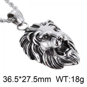 Personalized and domineering lion head pendant cast punk hip-hop lion head trendy men's pendant - KP40876-D