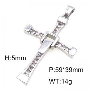 Personalized hip-hop stainless steel diamond inlaid cross pendant - KP52266-TOM