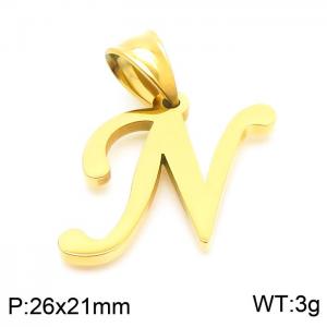 Stainless steel letter Gold-plating Pendant N - KP54492-CD