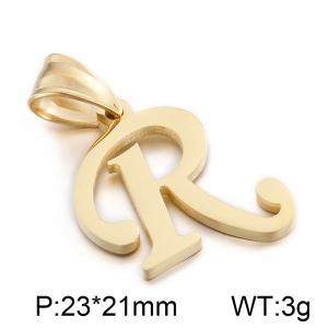 Stainless steel letter Gold-plating Pendant R - KP54496-CD