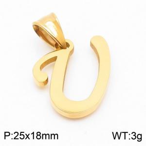 Stainless steel letter Gold-plating Pendant U - KP54499-CD