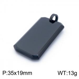 Square Brand Smooth Trendy Versatile Engravable Black-plating Pendant - KP98509-KFC