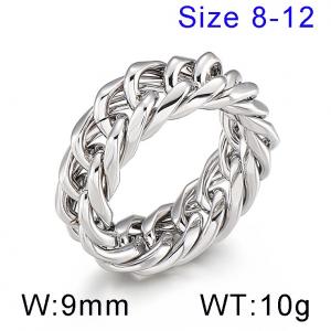 Cold neutral style polished chain double woven Cuban chain steel ring - KR101919-KFC