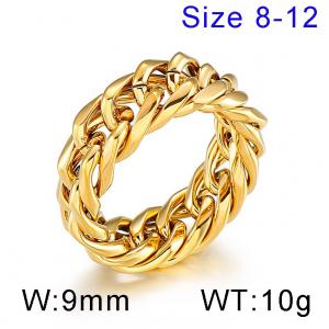 Cold neutral style polished chain double woven Cuban chain Gold-plating Ring - KR101920-KFC