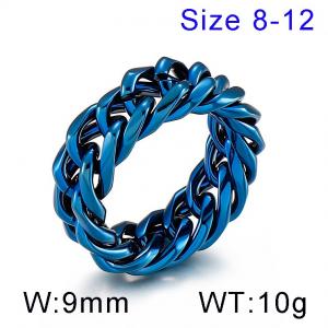 Cold neutral style polished chain double woven Cuban chain Special Ring - KR101925-KFC