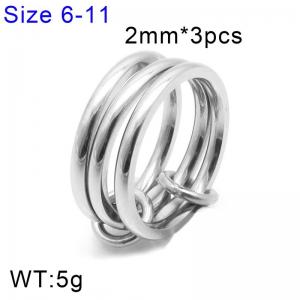 Stainless steel layered plain ring, high-end and personalized ring - KR112042-Z
