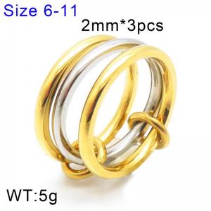 Stainless steel layered plain ring, high-end and personalized ring - KR112044-Z