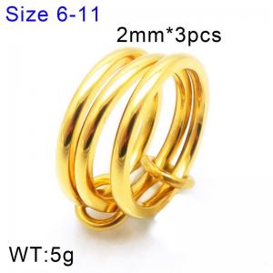 Stainless steel layered plain ring, high-end and personalized ring - KR112045-Z
