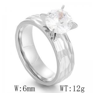 Simple stainless steel striking texture zircon women's textured wedding Stone&Crystal Ring - KR41986-K