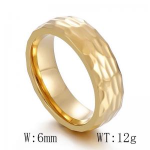 Simple stainless steel hanging textured texture arc hammer embodials Gold-plating Ring - KR41996-K