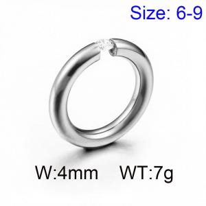 Stainless Steel Linear simplicity plain circle smooth surface Stone&Crystal Ring - KR44304-K