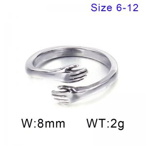 Stainless steel cast open type two handed embrace couple Special Ring - KR82509-HX