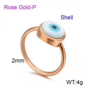 Round stainless steel Devil's Eye Shell Rose Gold-plating Ring - KR82952-KGC