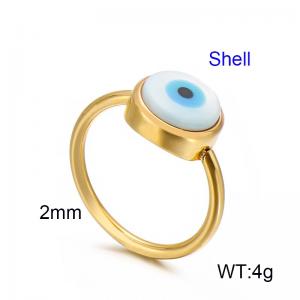 Round stainless steel Devil's Eye Shell Gold-plating Ring - KR82953-KGC