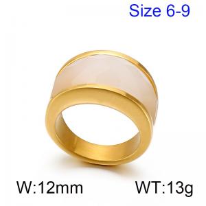 Stainless Steel European and American popular fashion natural stone gold Stone&Crystal Ring - KR86984-K