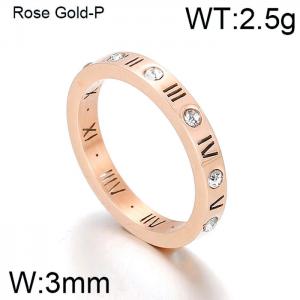 Rose gold Roman numeral inlaid diamond hollow letter ring - KR92459-K