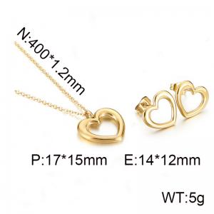 Sweet and simple hollow heart collarbone chain stainless steel set (Most Women) - KS138697-KLX