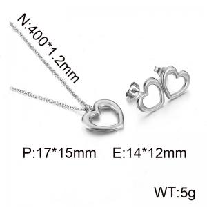 Sweet and simple hollow heart collarbone chain stainless steel set - KS138698-KLX