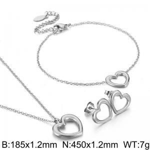 Sweet and simple hollow heart collarbone chain stainless steel set - KS222149-KLX