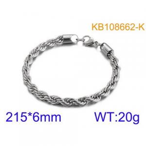 New Fried Dough Twists Chain Hip Hop Punk Gold Stainless Steel Bracelet - KB108662-K