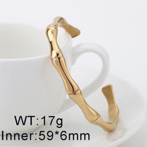 Light luxury C-shaped vintage bamboo gold bracelet Bangle - KB109699-K