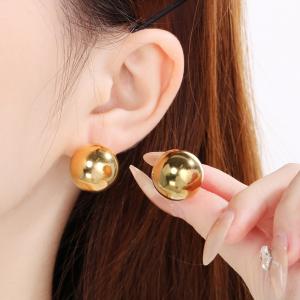 Minimalist 18mm Hollow Ball Earrings Stainless Steel Stud Bead Earrings Gift For Women - KE114942-KFC