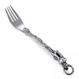 Retro Casting Mighty Zodiac Dragon Crafts Western Portable Tableware Fork - KTA036-BD